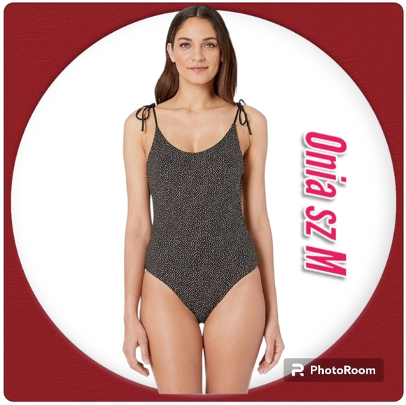 Onia Ginny Woman's Swimsuit One Piece Black Gold Metallic Galaxy Dots - Picture 1 of 12